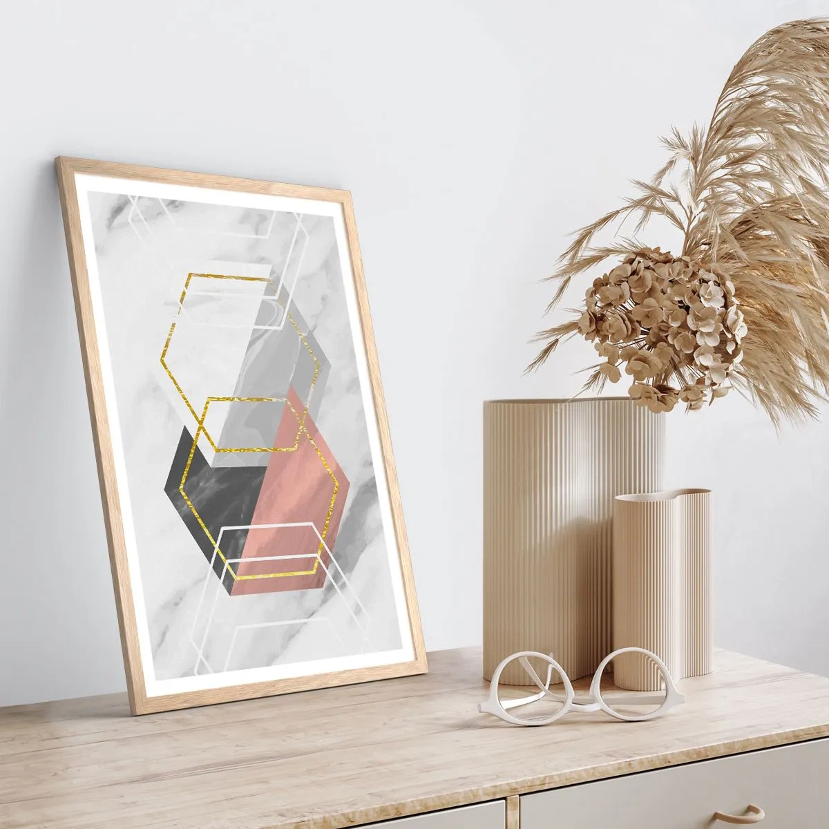 Affiche dans un chêne clair - Poster - Composition en chaîne - 61x91 cm