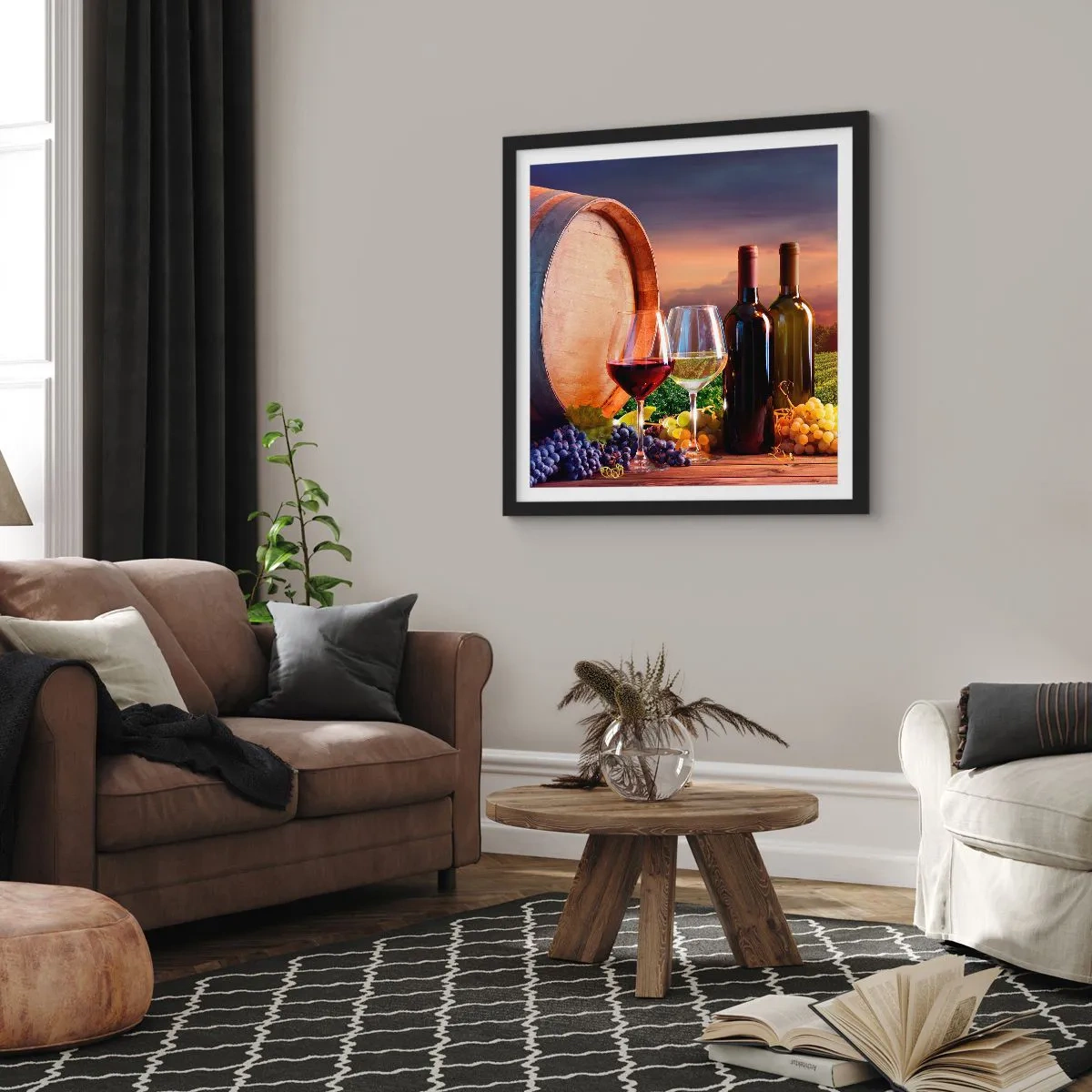 Affiche dans un cadre noir - Poster - Ici la vie a du goût - 50x50 cm