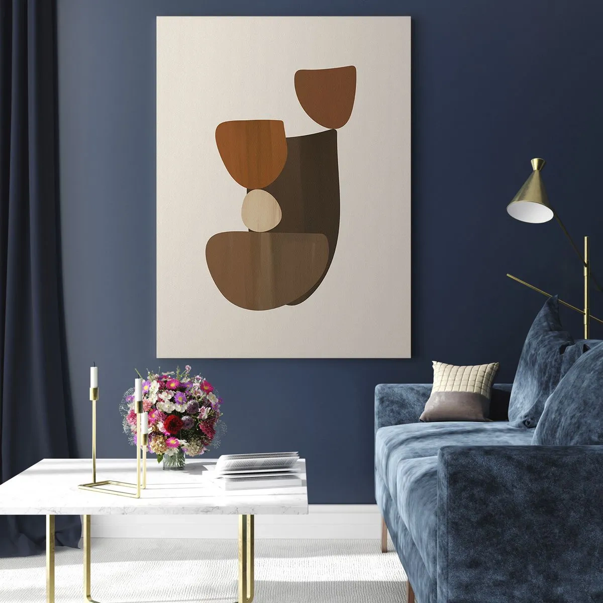 Impression sur verre - Image sur verre - Composition abstraite dans les tons marron et beige - 70x100cm - Composition de marrons - Décoration murale moderne pour le salon et la chambre ARTTOR