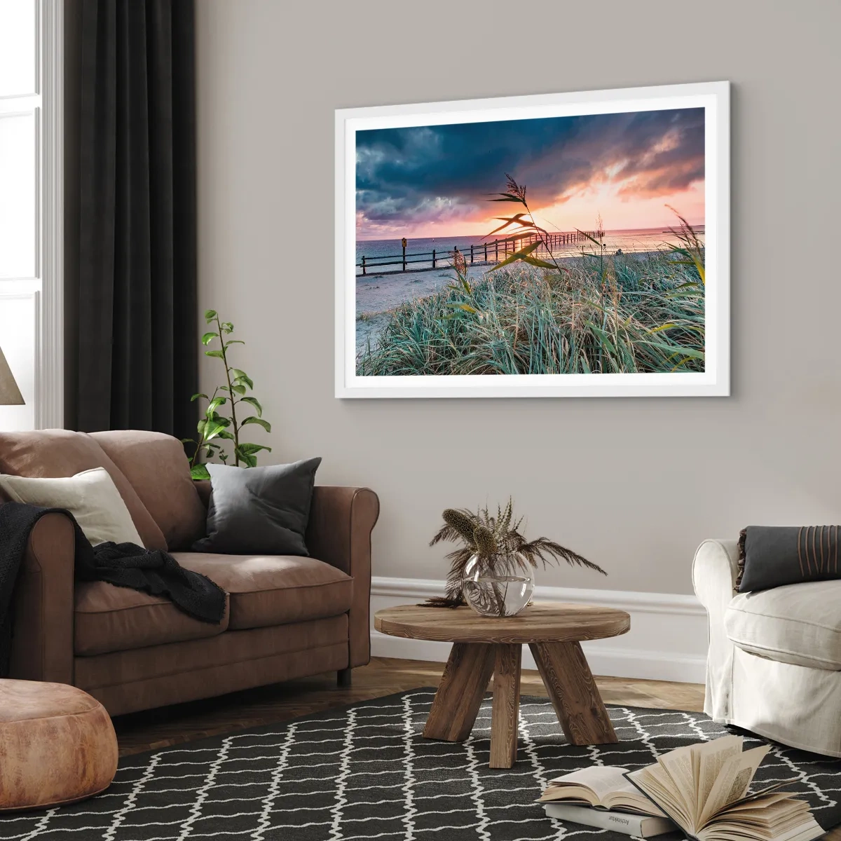 Affiche dans un cadre blanc - Poster - Ça ne passe pas avec le vent - 50x40 cm