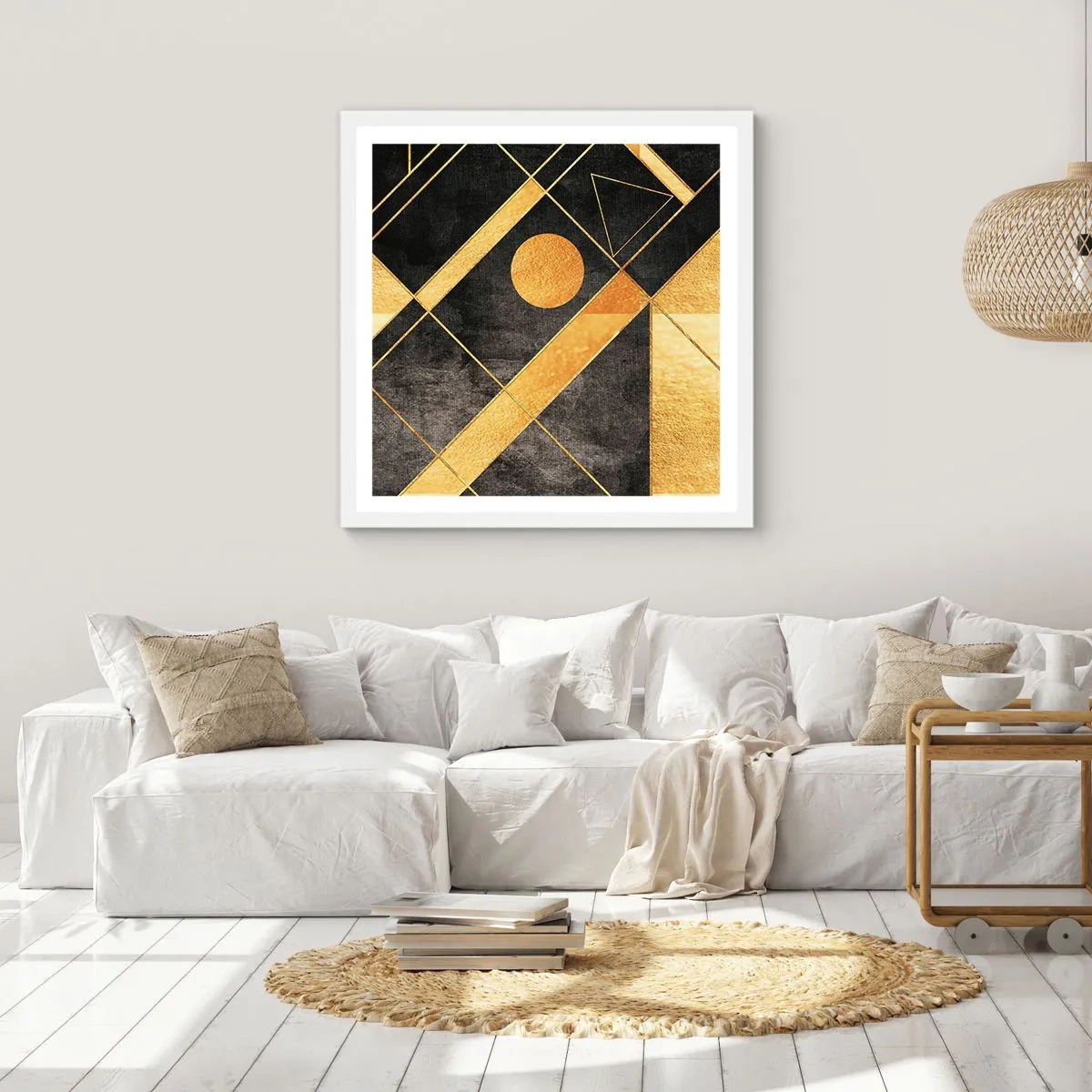 Affiche dans un cadre blanc - Poster - Soleil du désert - 60x60 cm