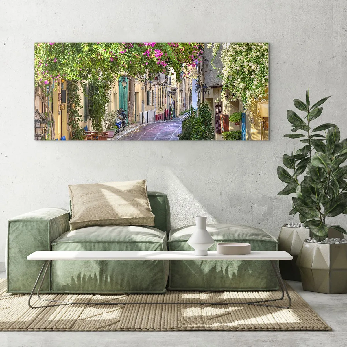 Impression sur verre - Image sur verre - Allée fleurie - 100x40 cm