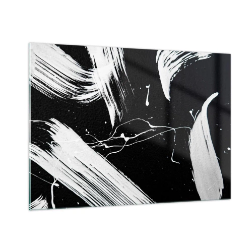 Impression sur verre - Image sur verre - Coups de pinceau blancs sur fond noir - 100x70cm - Briser les ténèbres - Décoration murale moderne pour le salon et la chambre ARTTOR