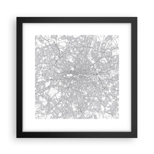 Affiche dans un cadre noir - Poster - Carte du labyrinthe londonien - 30x30 cm
