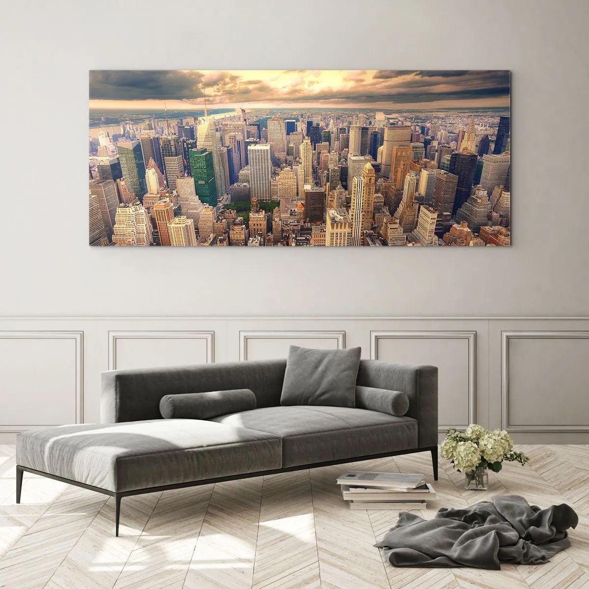 Impression sur verre - Image sur verre - Métropole dorée - 100x40 cm