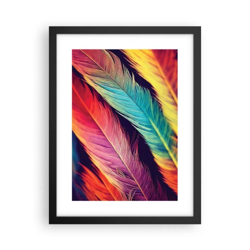 Affiche dans un cadre noir - Poster - Arc-en-ciel de plumes - 30x40 cm