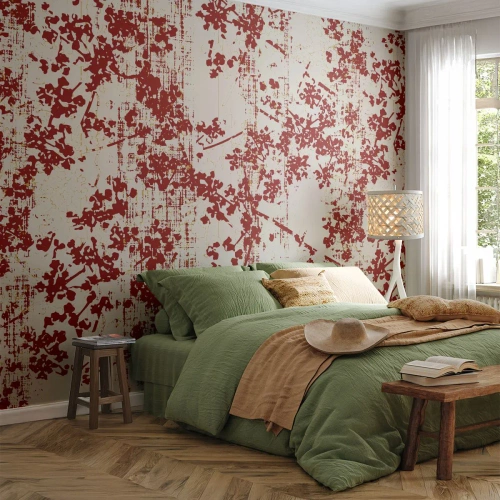 Papier Peint Photo Premium Sand - Comme un calicot ancien - Vieilli, Modèle, Fleurs - 200x140 cm