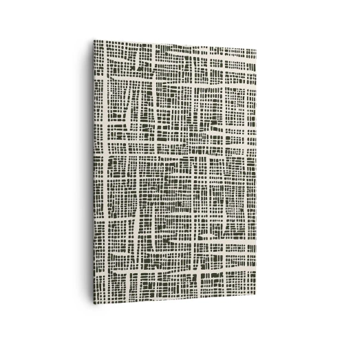 Impression sur toile - Image sur toile - Un motif géométrique ressemblant à une grille sur un fond clair - 70x100cm - Composition tissée - Décoration murale moderne pour le salon et la chambre ARTTOR