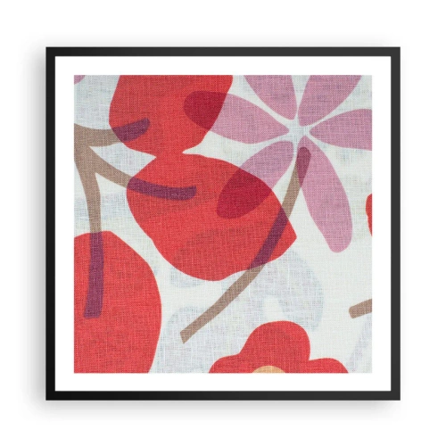 Affiche dans un cadre noir - Poster - Composition florale dans les roses - 60x60 cm