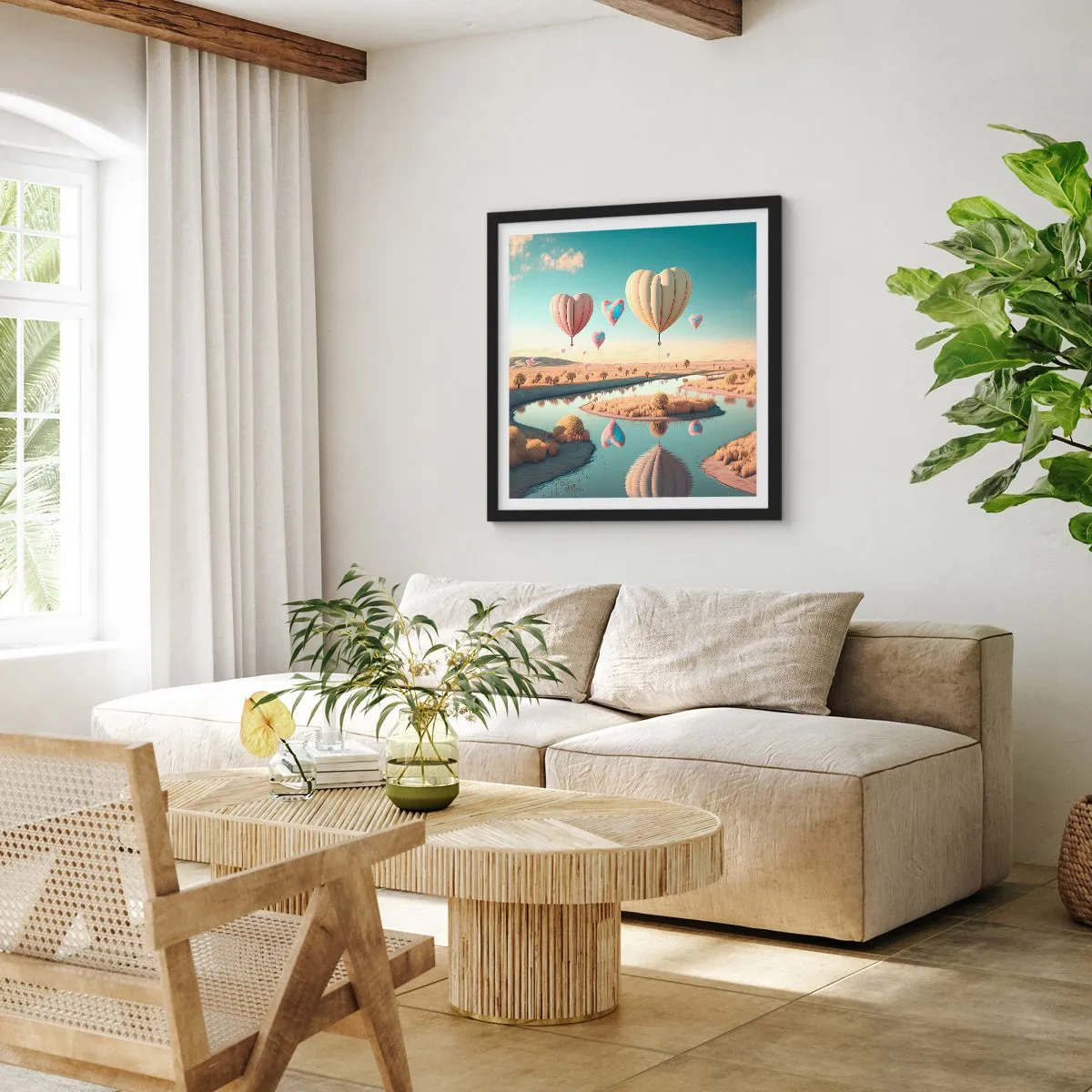 Affiche dans un cadre noir - Poster - L'amour te permet de t'élever - 40x40 cm