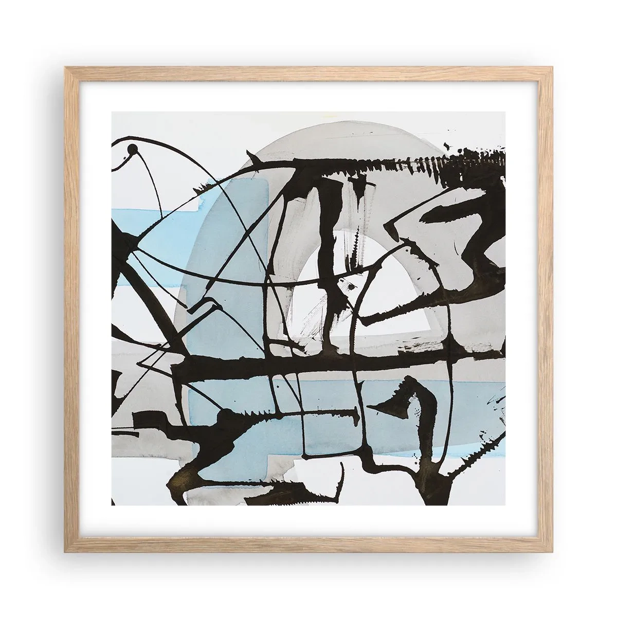 Affiche dans un chêne clair - Poster - Bleu malgré tout - 50x50 cm