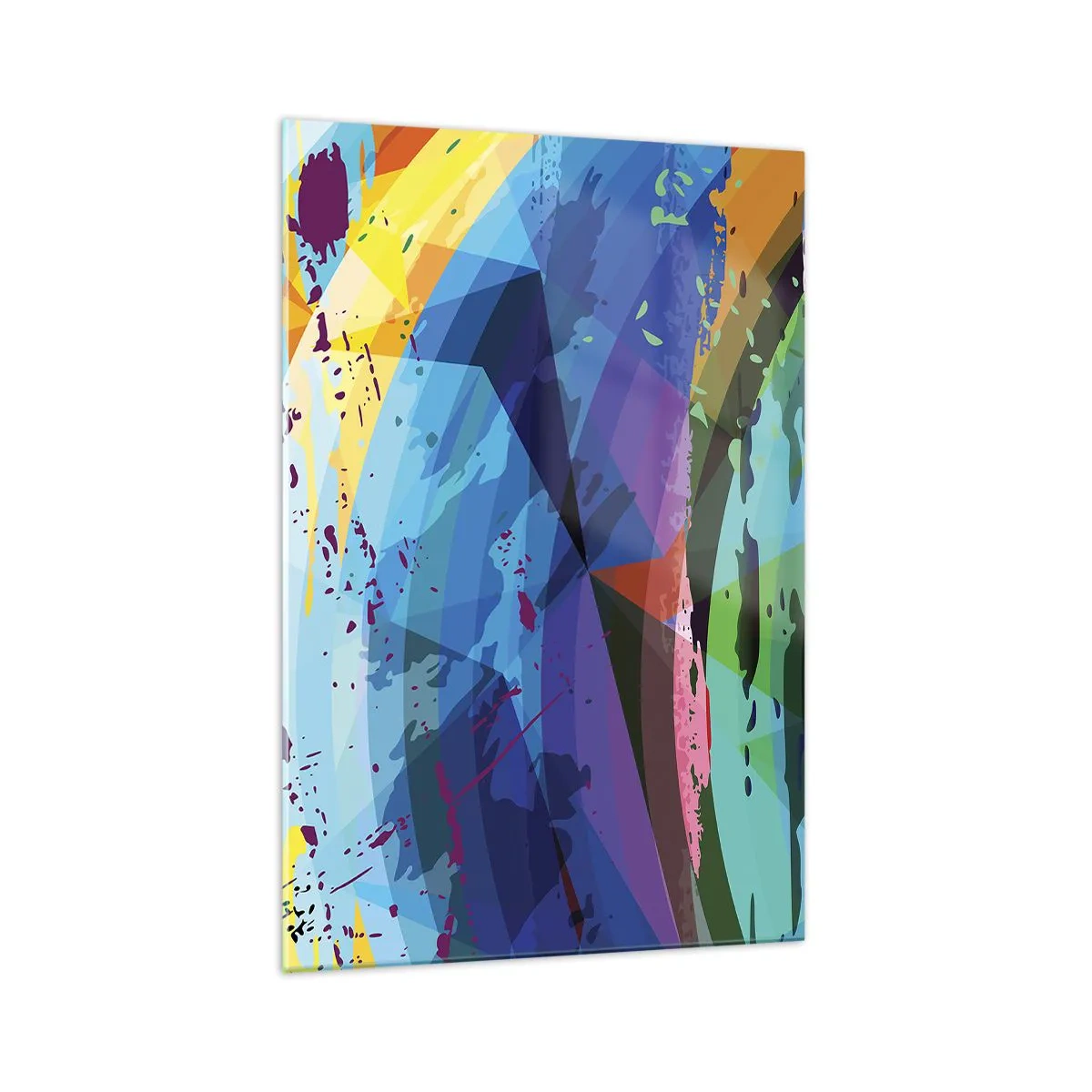 Impression sur verre - Image sur verre - Abstraction colorée dans des motifs et des formes dynamiques - 70x100cm - Vertiges colorés - Décoration murale moderne pour le salon et la chambre ARTTOR