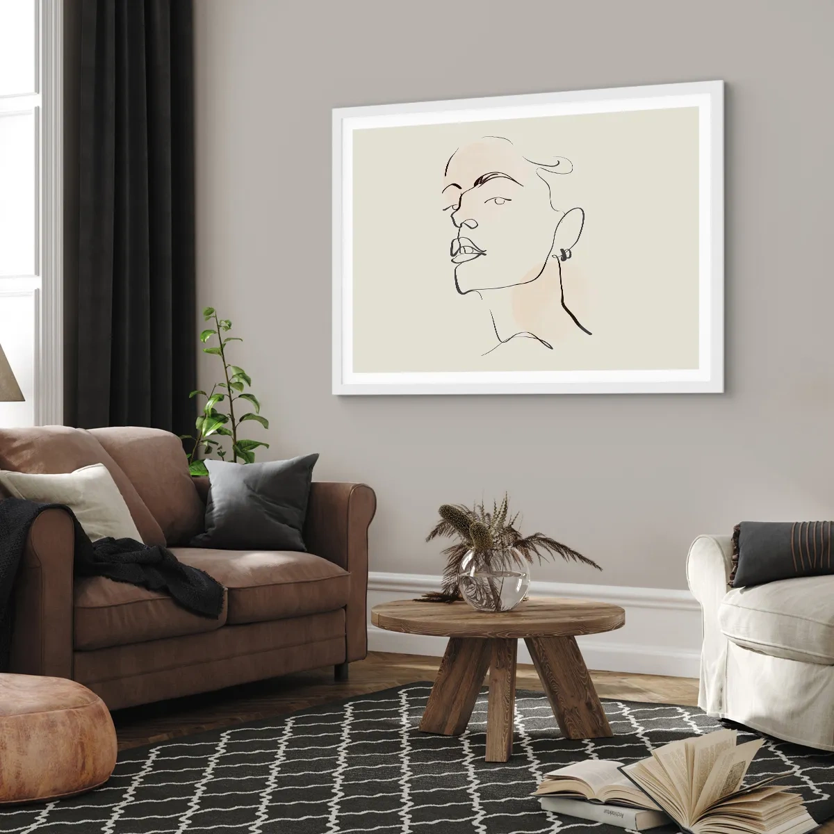 Affiche dans un cadre blanc - Poster - Regard fier - 100x70 cm