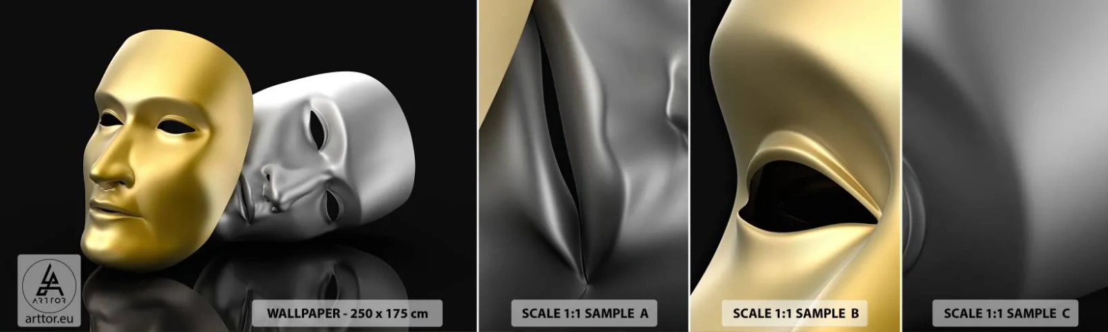 Échantillon de Papier Peint Autocollant Deluxe Sticker - La vie est un théâtre - Capot, Morceau, Théâtre - 100x30 cm