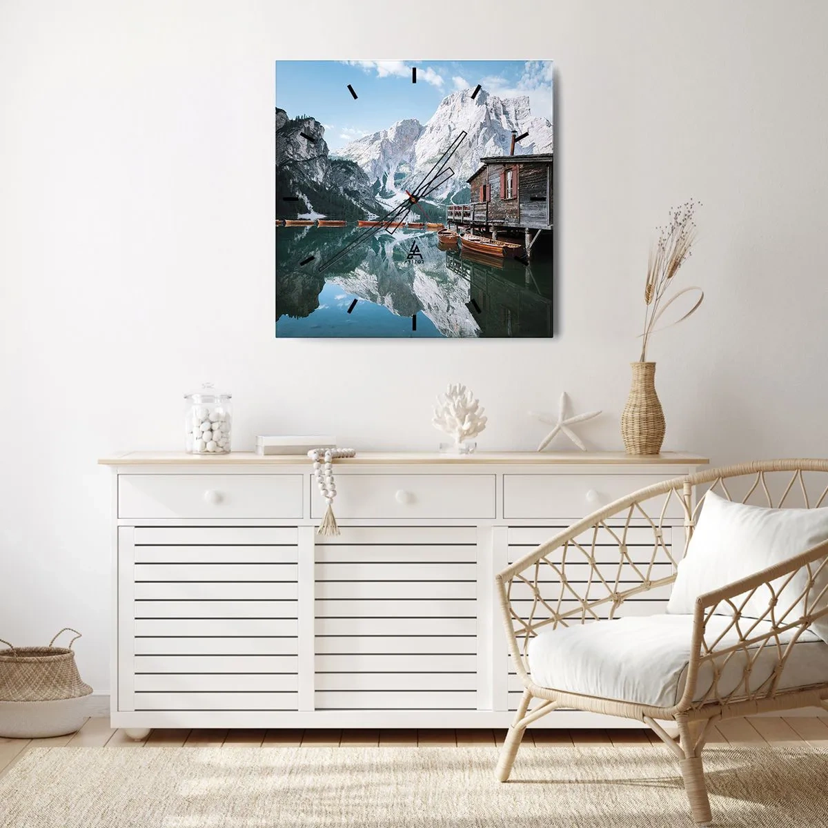 Horloge murale - Pendule murale - Un matin cristallin en montagne - 40x40 cm