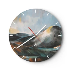 Horloge murale - Pendule murale - Un paysage de montagne pittoresque aux couleurs chaudes - 30x30cm - Brut et beau - Décoration murale moderne pour le salon, la cuisine et la chambre ARTTOR