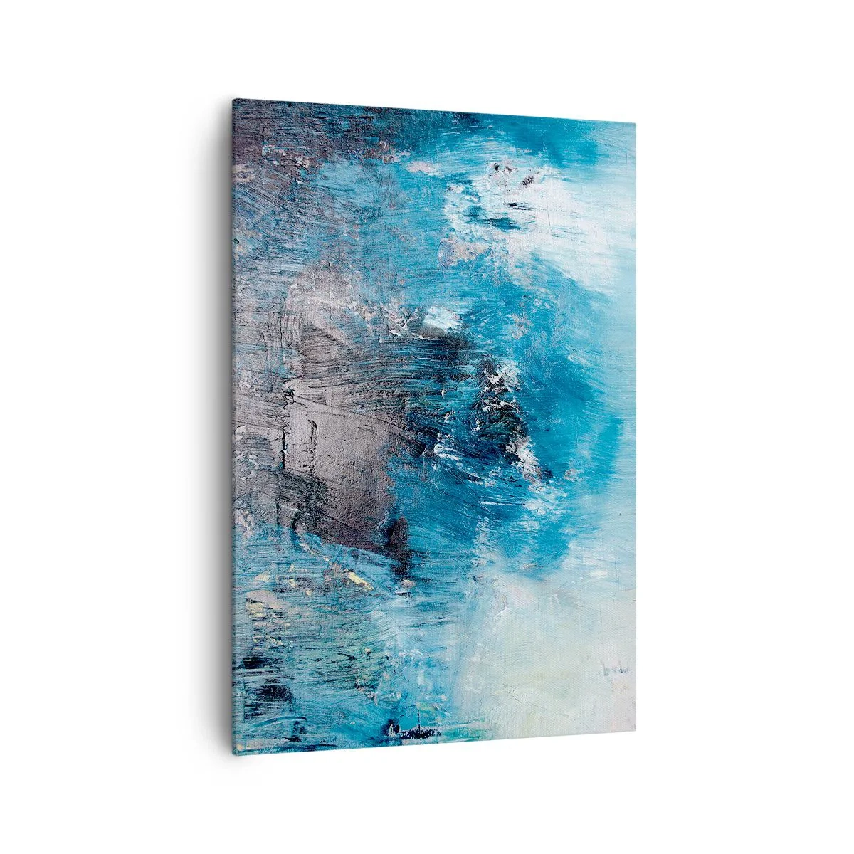 Impression sur toile - Image sur toile - Coups de pinceau abstraits dans des tons de bleu - 70x100cm - Rhapsodie en bleu - Décoration murale moderne pour le salon et la chambre ARTTOR