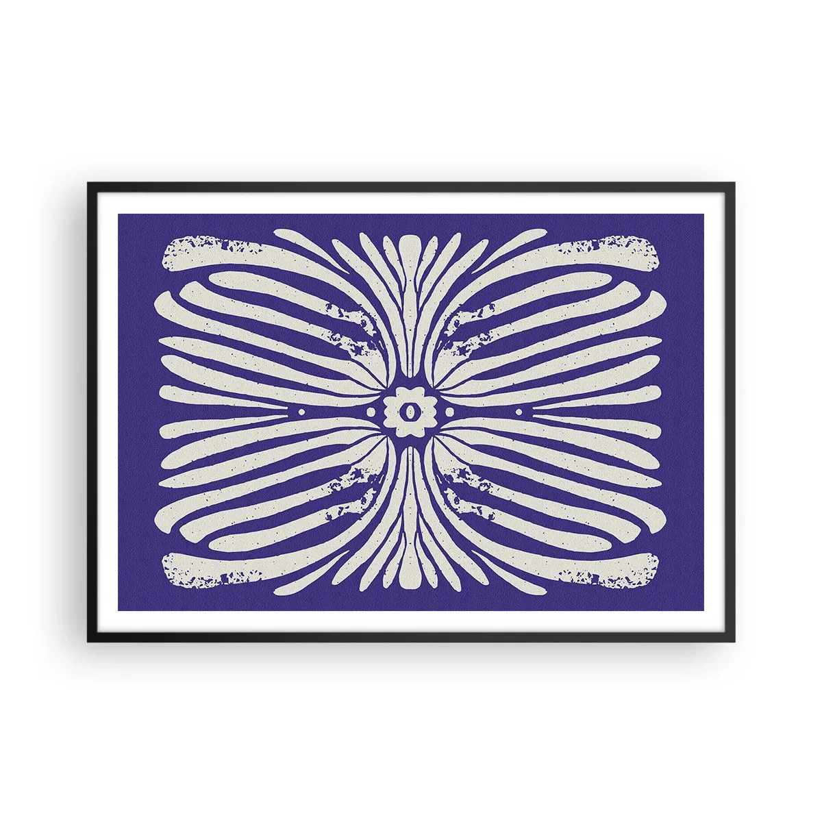 Affiche dans un cadre noir - Poster - Motif ethnique dans les tons violet et blanc - 100x70cm - Inspirations ethniques - Décoration murale moderne pour le salon et la chambre ARTTOR