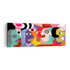 Impression sur toile - Image sur toile - Abstraction colorée avec des visages géométriques - 140x50cm - Nous par M. Picasso - Décoration murale moderne pour le salon et la chambre ARTTOR
