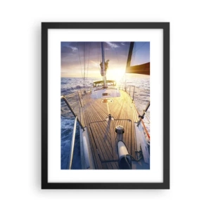 Affiche dans un cadre noir - Poster - Courir sur les vagues - 30x40 cm
