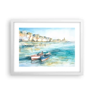 Affiche dans un cadre blanc - Poster - Paysage dans l'azur - 40x30 cm