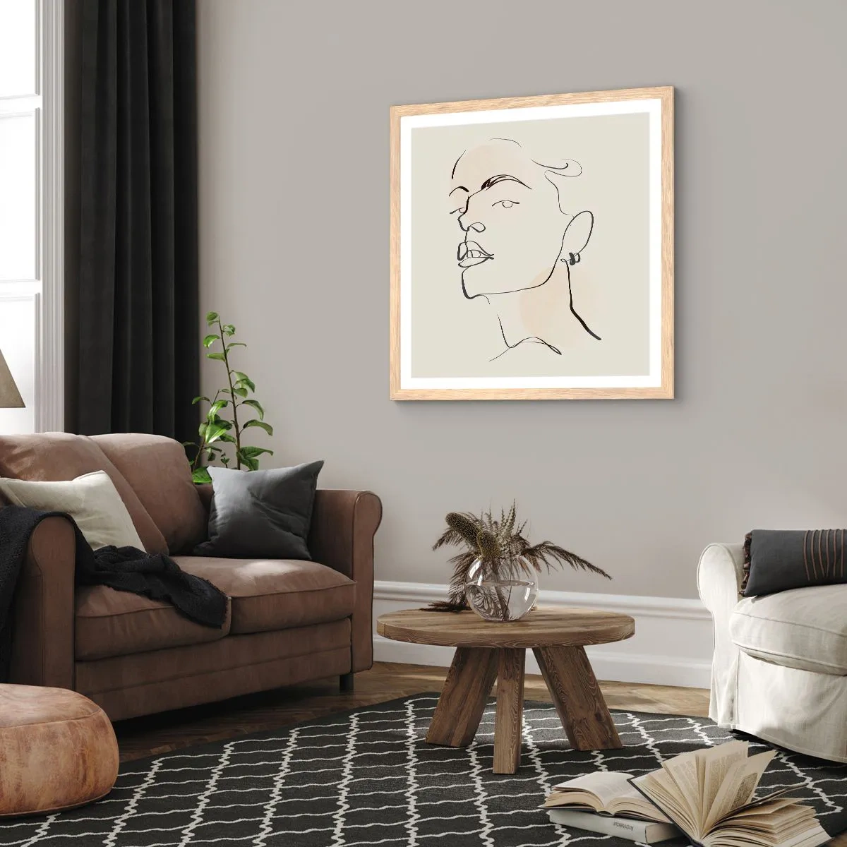 Affiche dans un chêne clair - Poster - Regard fier - 40x40 cm