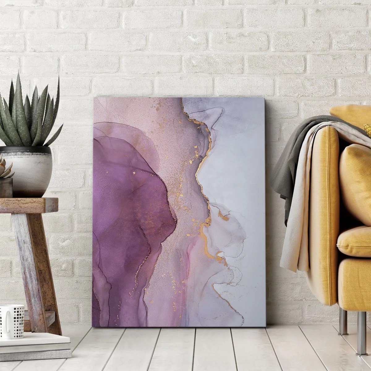 Impression sur toile - Image sur toile - Vagues lilas et violettes - 65x120 cm