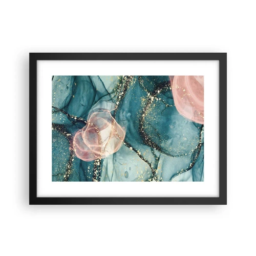 Affiche dans un cadre noir - Poster - Soie bleu, tulle rose - 40x30 cm