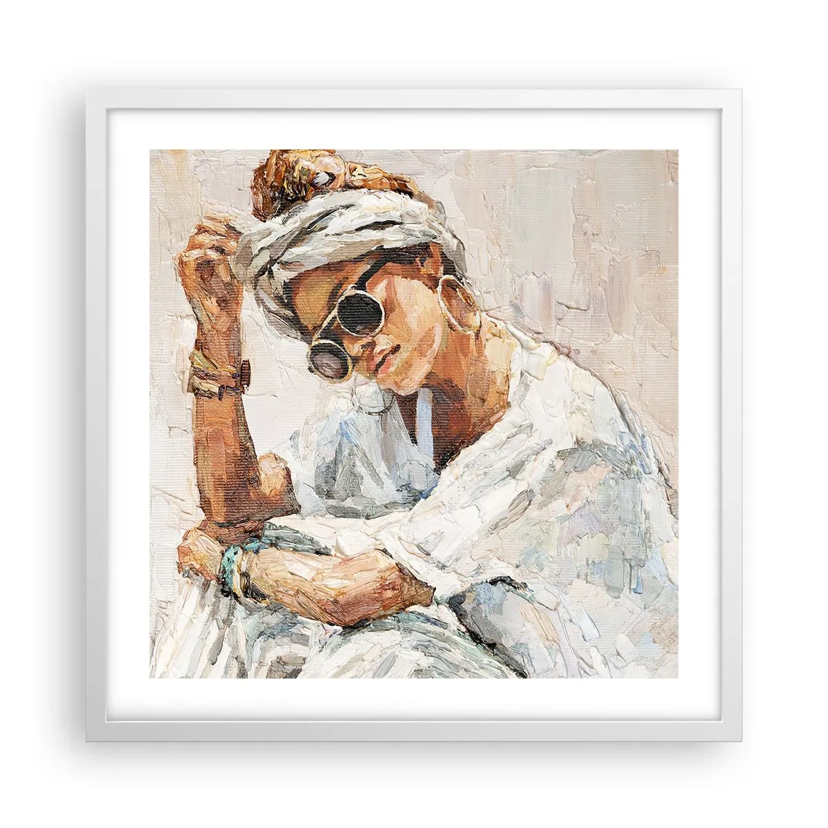 Affiche dans un cadre blanc - Poster - Portrait en plein soleil - 50x50 cm