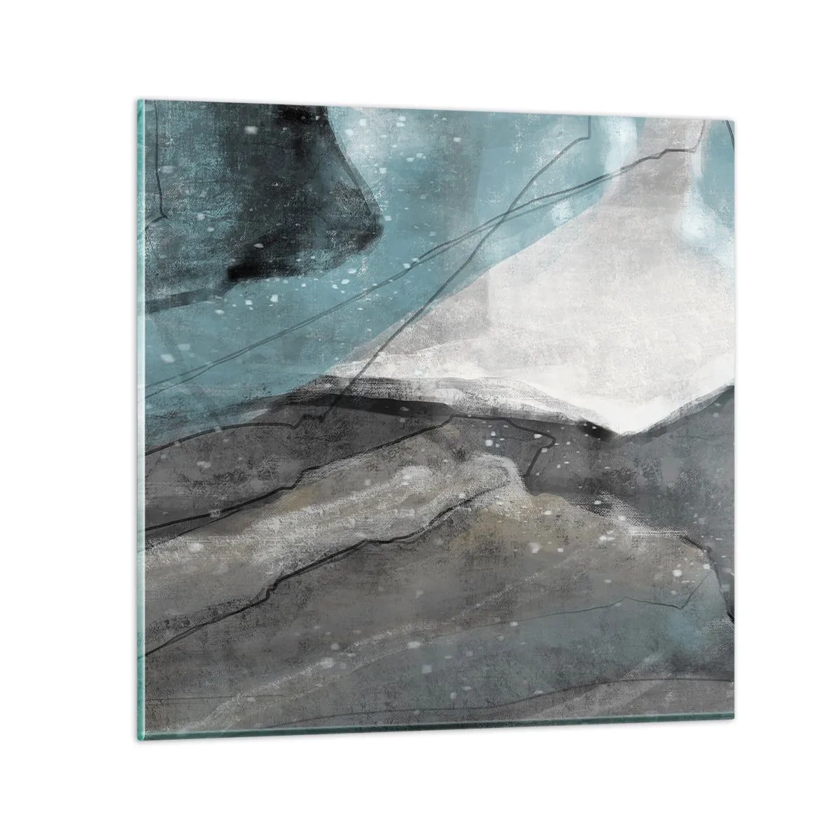 Impression sur verre - Image sur verre - Résumé : roches et glace - 40x40 cm