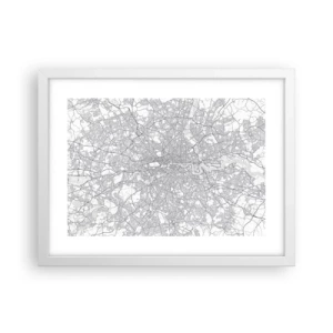 Affiche dans un cadre blanc - Poster - Carte du labyrinthe londonien - 40x30 cm