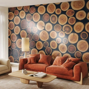 Papier Peint Photo Premium Sand - Quel âge je semble avoir ? - Tronc d'arbre, Forêt, Morceau - 250x175 cm