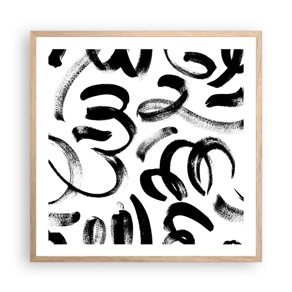 Affiche dans un chêne clair - Poster - Noir sur blanc - 60x60 cm