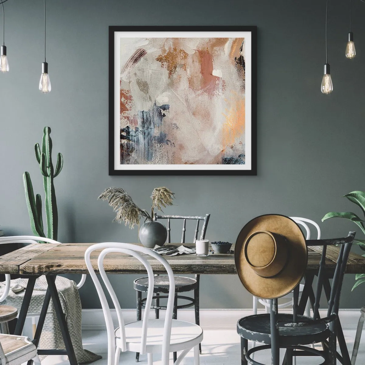 Affiche dans un cadre noir - Poster - Abstraction brumeuse - 60x60 cm