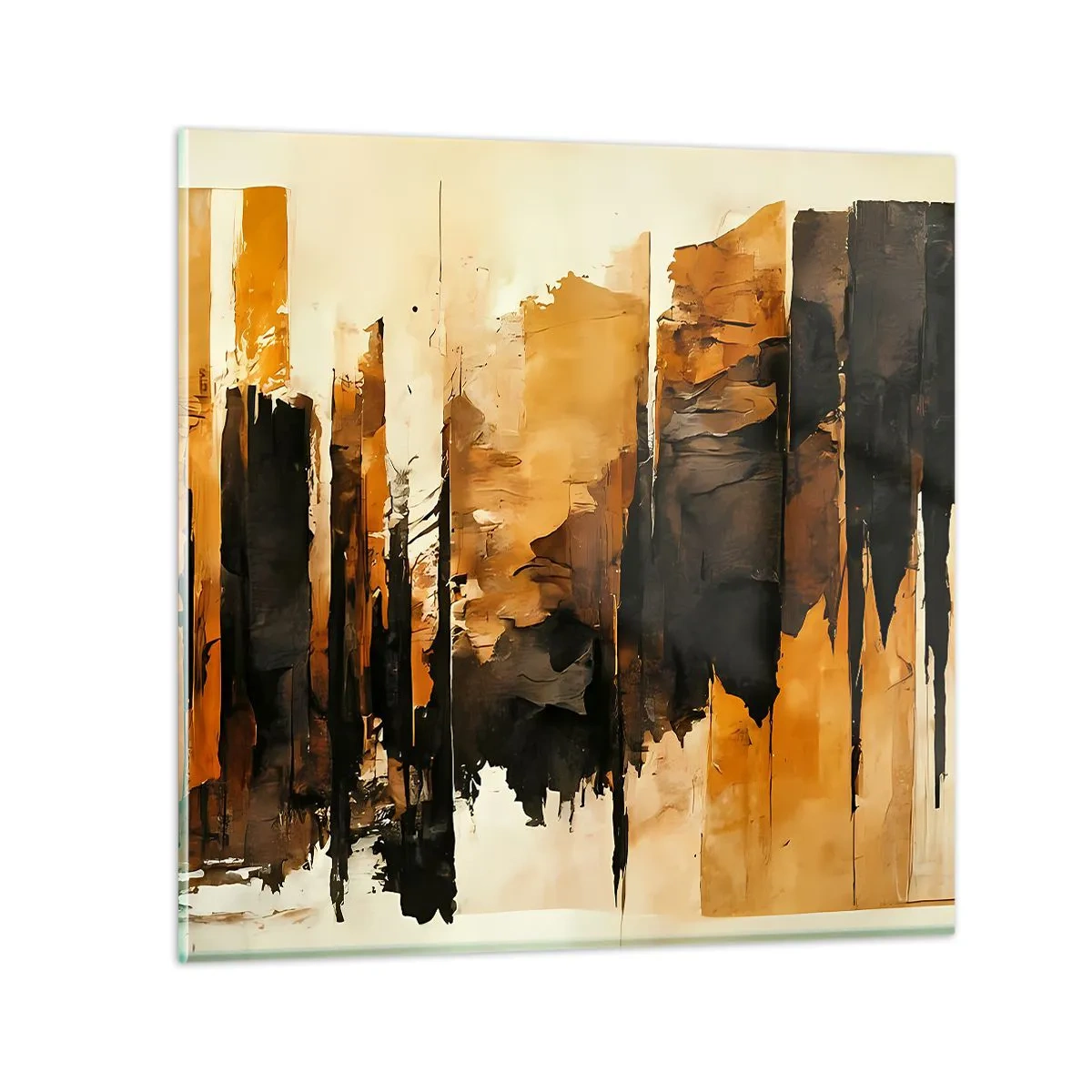 Impression sur verre - Image sur verre - Harmonie de noir et d'or - 40x40 cm
