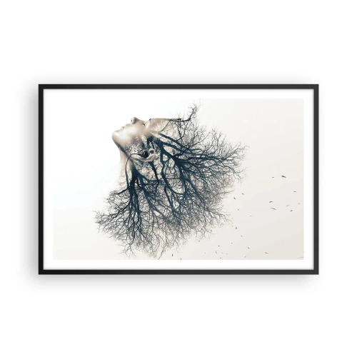 Affiche dans un cadre noir - Poster - Écouter le murmure des arbres - 91x61 cm