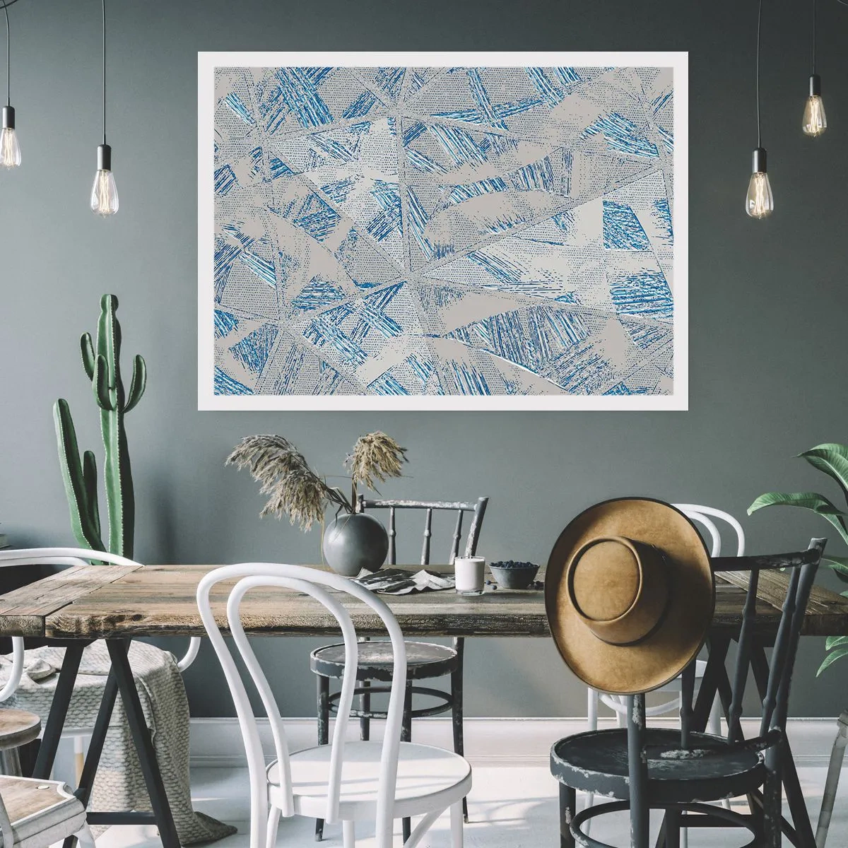 Affiche - Poster - Dans un labyrinthe bleu-gris - 70x50 cm