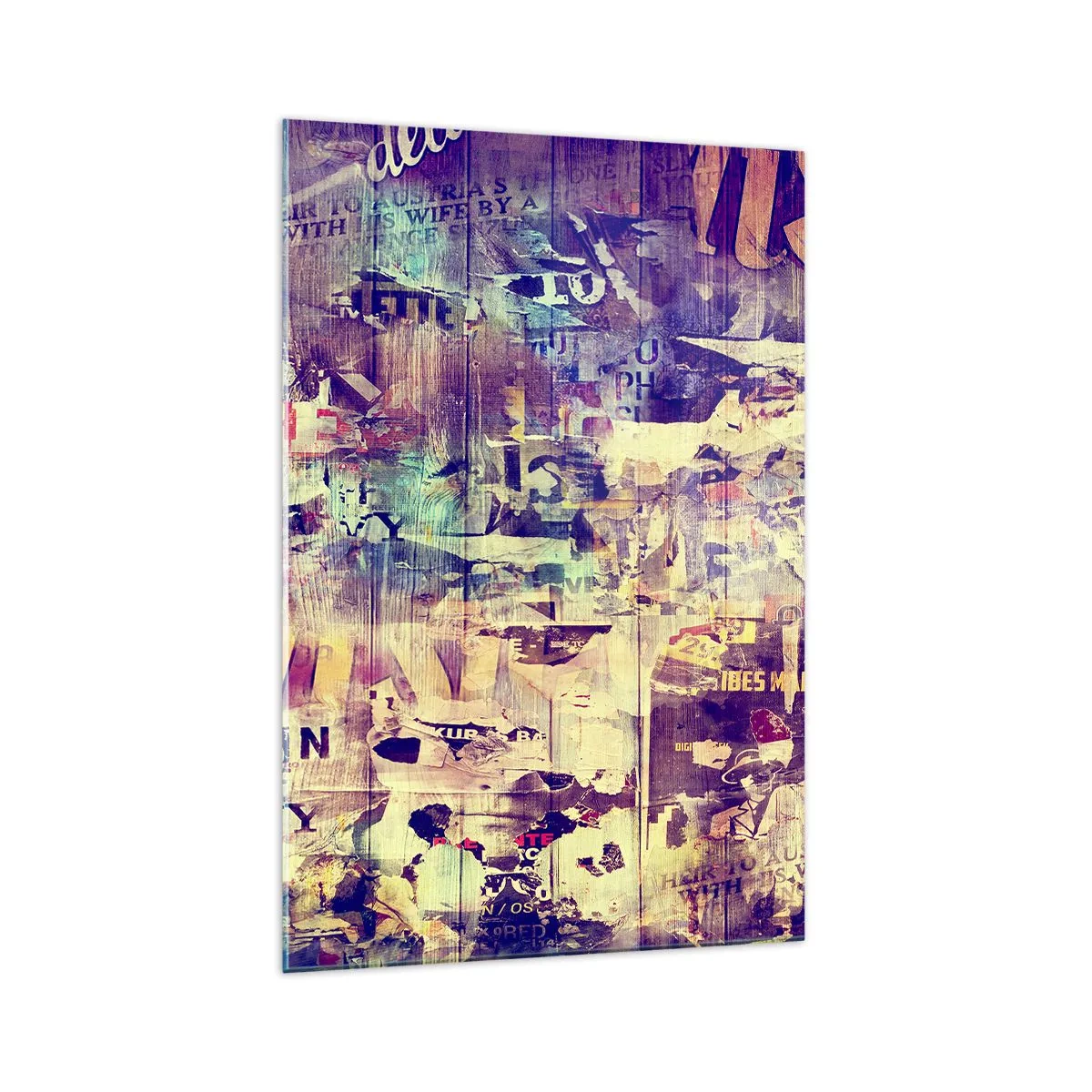 Impression sur verre - Image sur verre - Collage abstrait coloré avec texte et graphiques - 70x100cm - Et c'est tout ce qu'il y a à faire - Décoration murale moderne pour le salon et la chambre ARTTOR