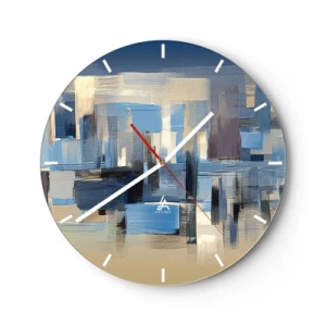 Horloge murale - Pendule murale - Construction bleue - 40x40 cm