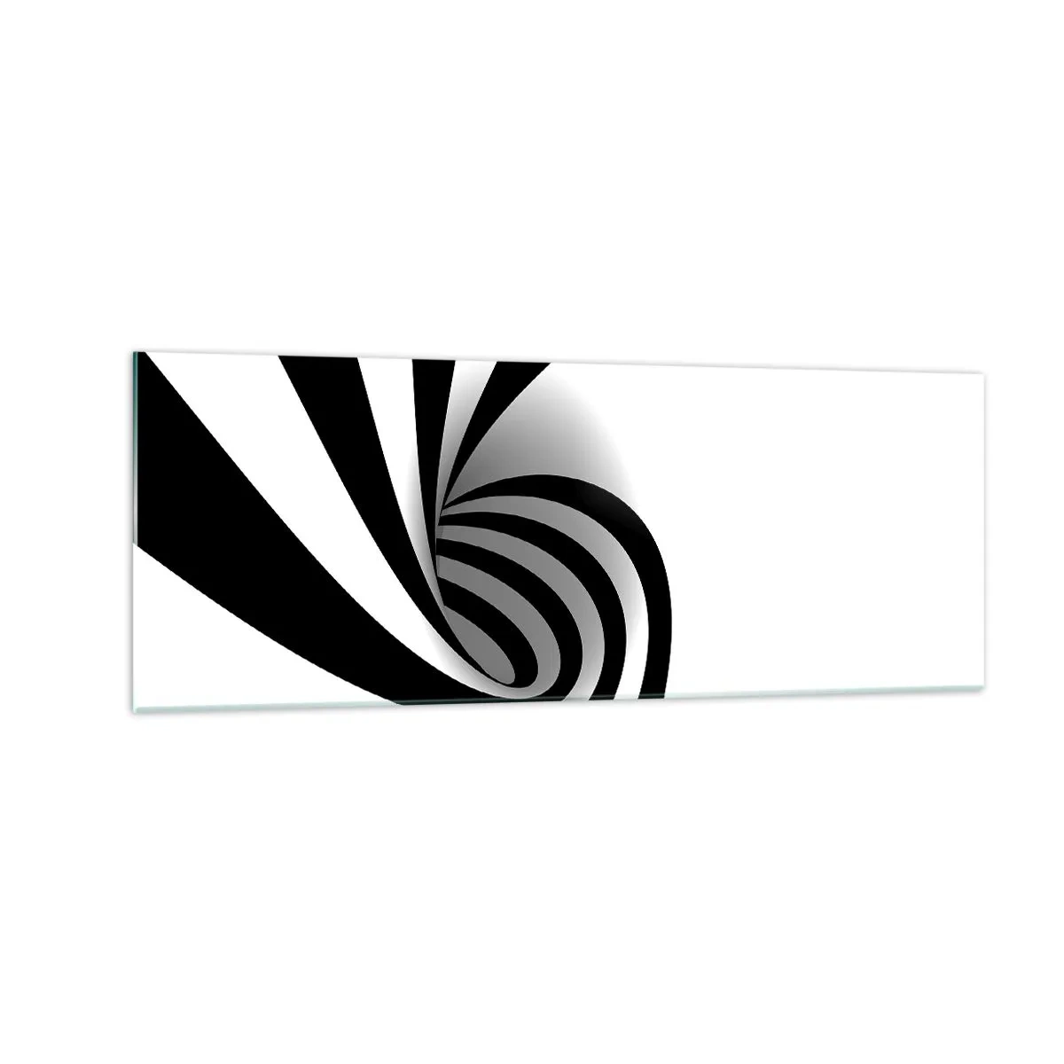 Impression sur verre - Image sur verre - Vortex optique abstrait en noir et blanc - 140x50cm - Et pourtant ça tourne - Décoration murale moderne pour le salon et la chambre ARTTOR