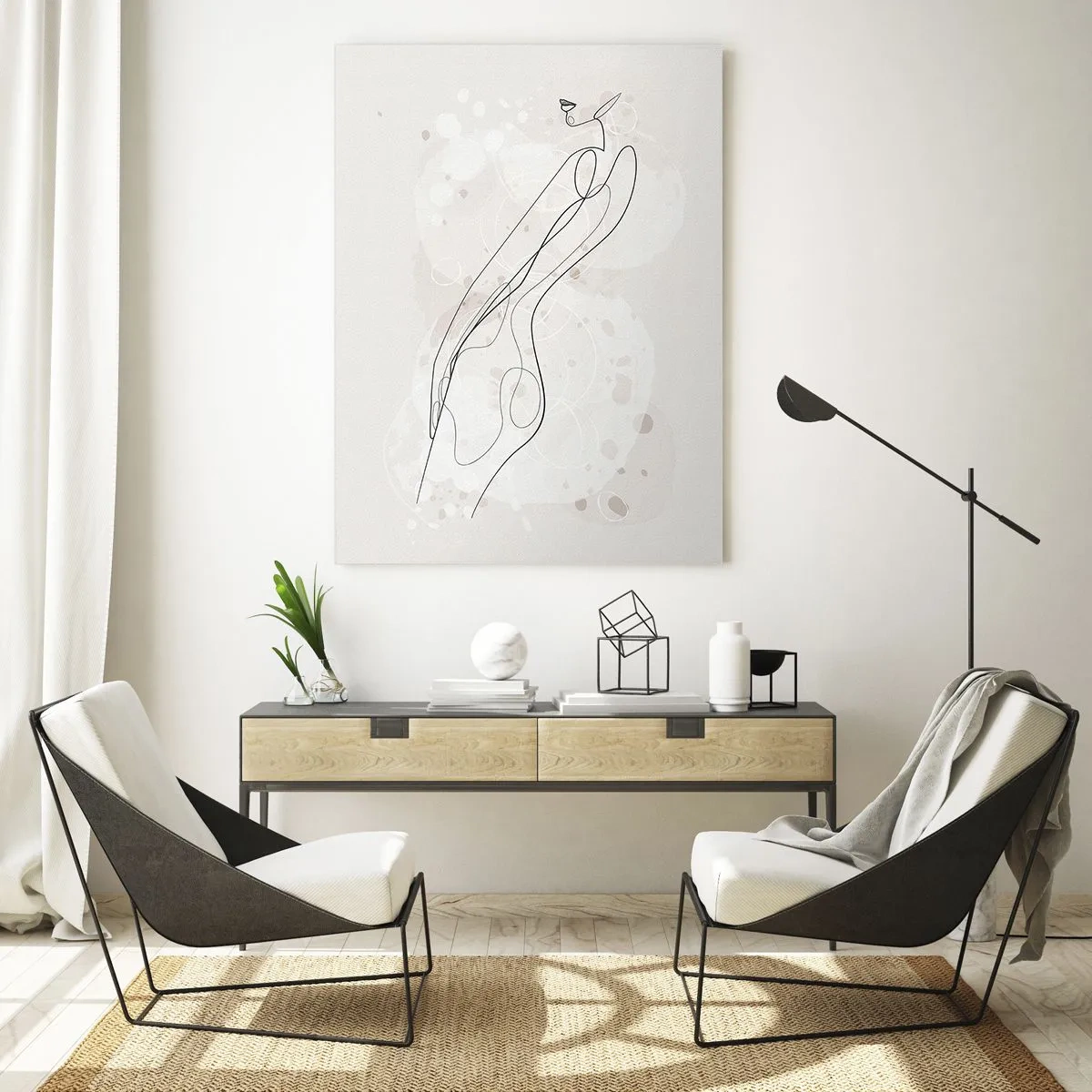 Impression sur verre - Image sur verre - Silhouette profilée d'une femme dans des tons beiges - 50x70cm - Trompe l'oeil - Décoration murale moderne pour le salon et la chambre ARTTOR