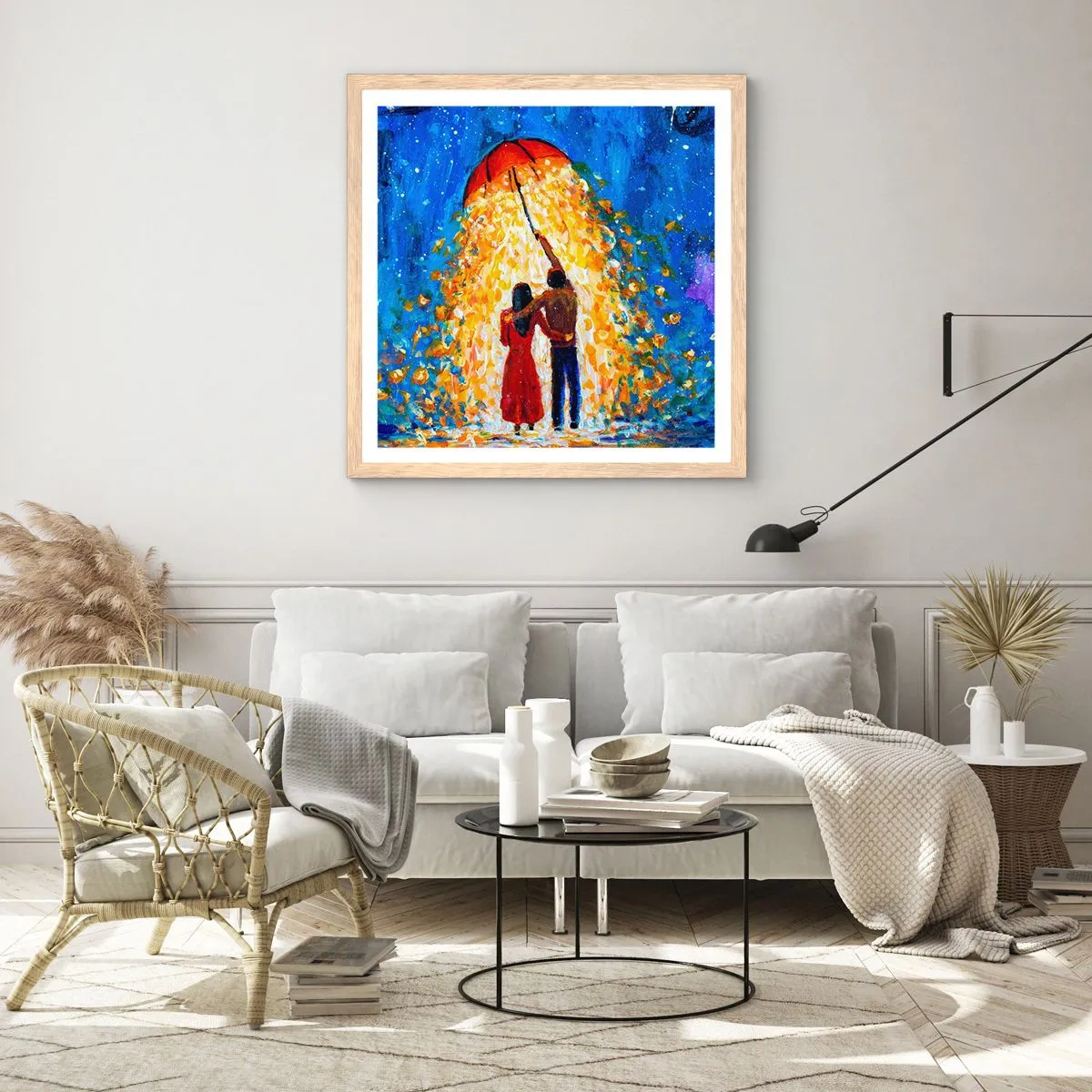 Affiche dans un chêne clair - Poster - La magie d'une soirée pluvieuse ? - 40x40 cm