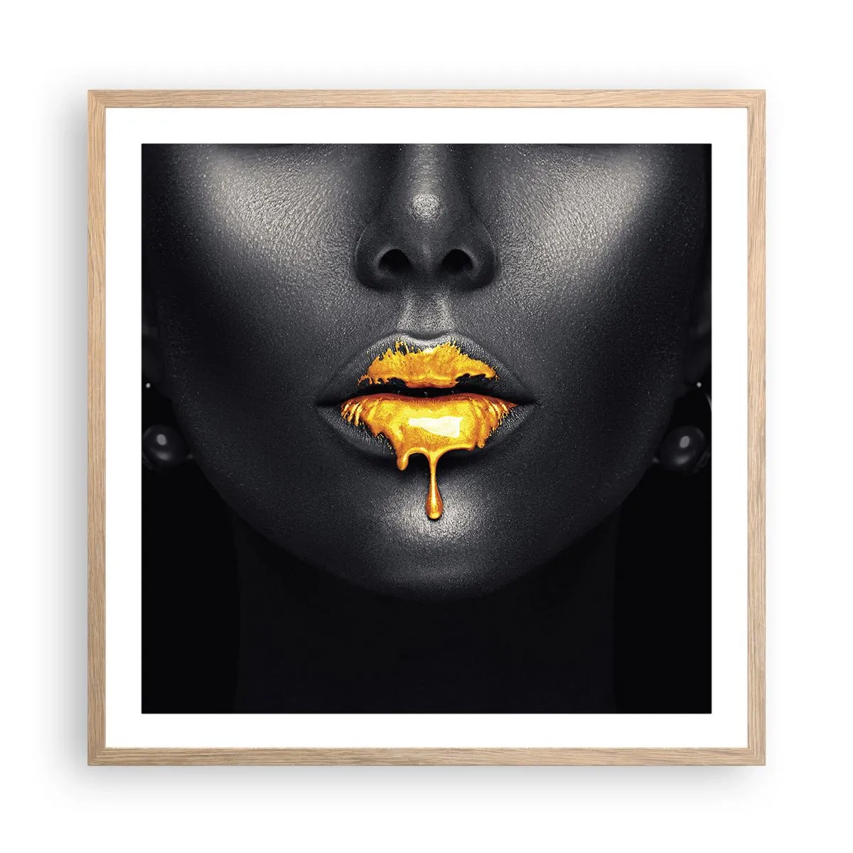 Affiche dans un chêne clair - Poster - Bouche d'or - 60x60 cm