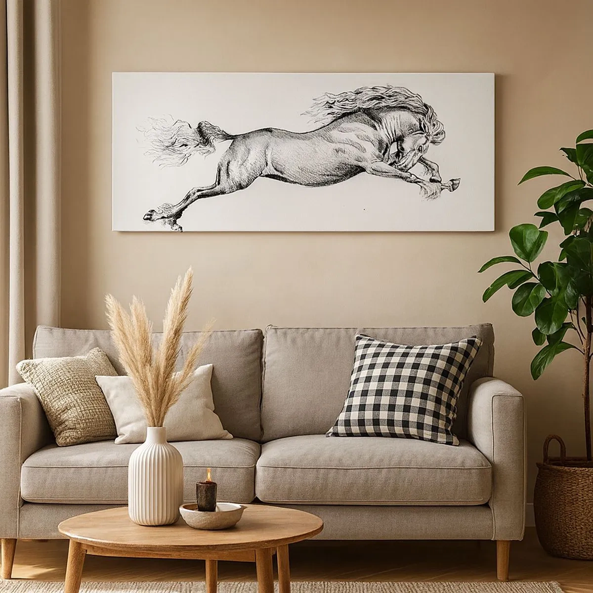 Impression sur toile - Image sur toile - Immortalisé au galop - 100x40 cm