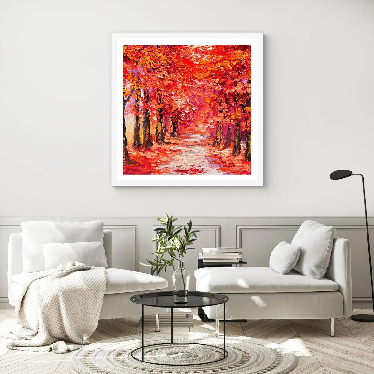 Affiche dans un cadre blanc - Poster - Impression d'automne - 50x50 cm
