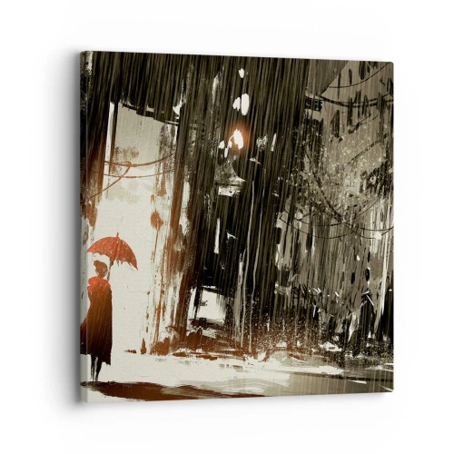 Impression sur toile - Image sur toile - La poésie du parapluie rouge - 30x30 cm