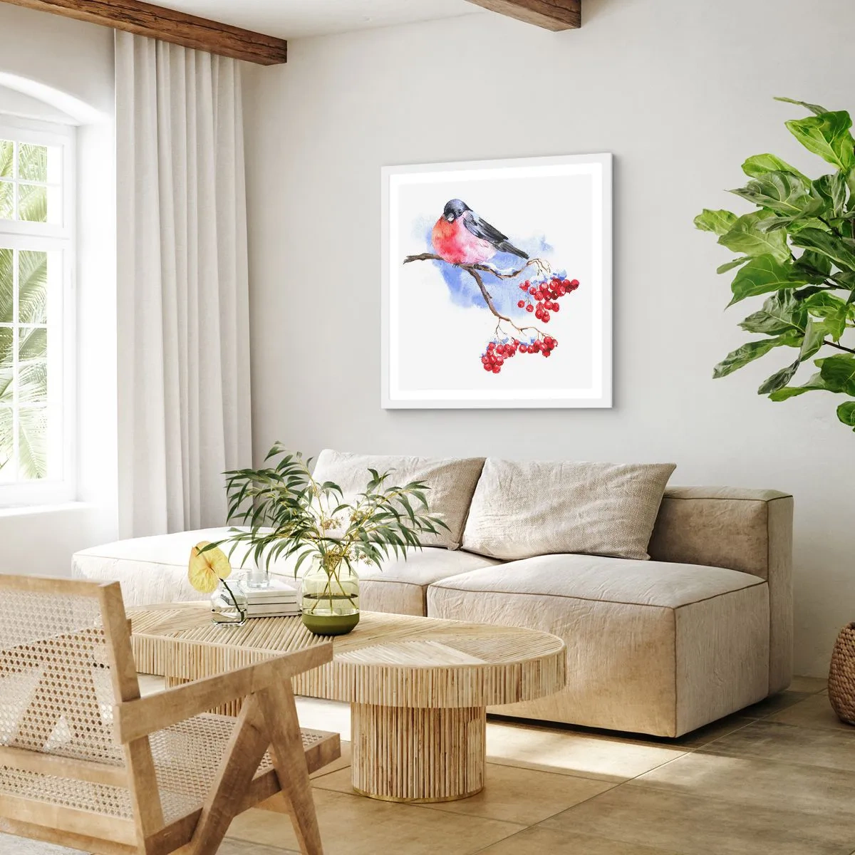 Affiche dans un cadre blanc - Poster - L'hiver en couleurs - 60x60 cm