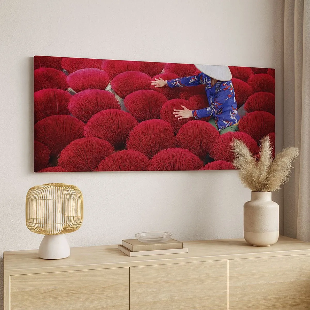 Impression sur toile - Image sur toile - Dans un champ de riz - 100x40 cm