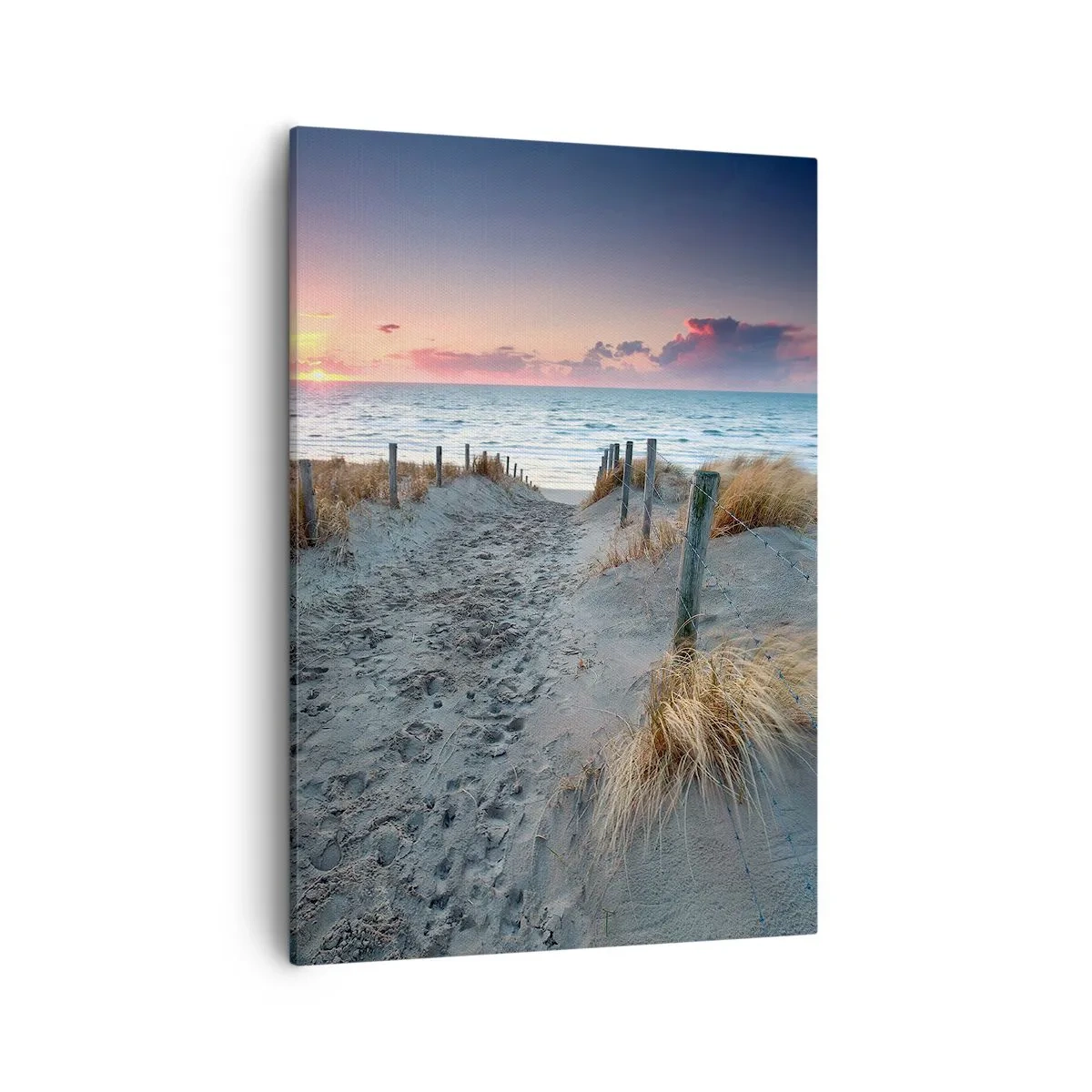 Impression sur toile - Image sur toile - Chemin menant à la plage au coucher du soleil - 50x70cm - Tu as versé l'éclat de l'arc-en-ciel sur les flots - Décoration murale moderne pour le salon et la chambre ARTTOR