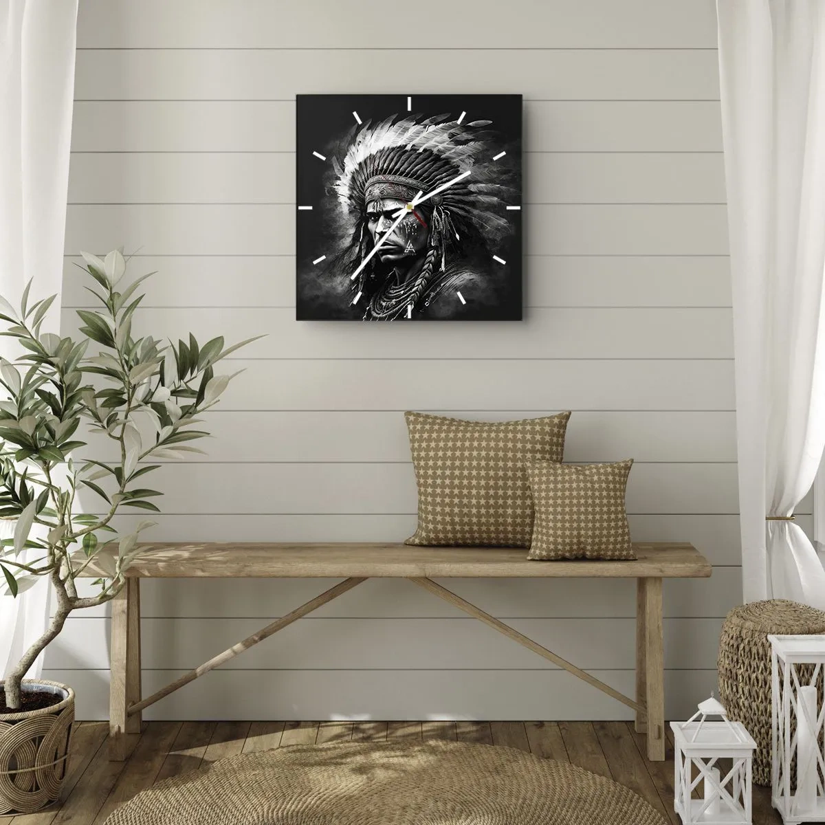 Horloge murale - Pendule murale - Un leader et un guerrier - 40x40 cm